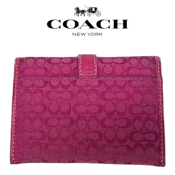 Coach Vintage Y2K Pink Signature Buckle C Fabric Coin Bag Wallet - Picture 4 of 9